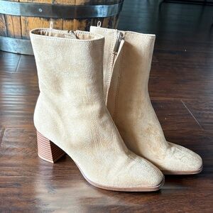 H&M Beige Suede Heeled Boots